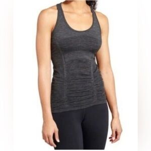 ATHLETA FAST TRACK RUCHED SEAMLESS CHARCOAL GRAY TANK TOP SMALL EUC